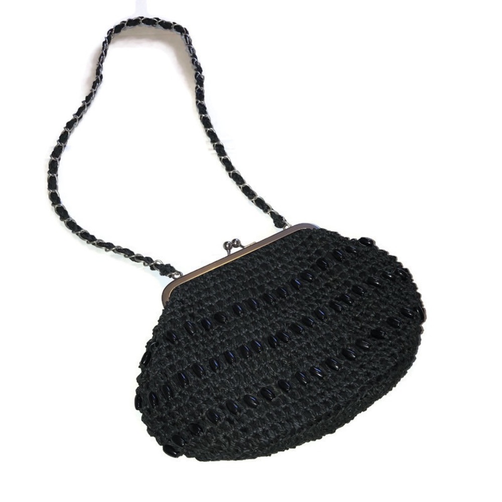 Capelli Straworld Woven Beaded Chain Strap Purse